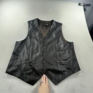 Scully Vest Mens 2XL Brown Leather Lined Button Western Biker Casual Workwear